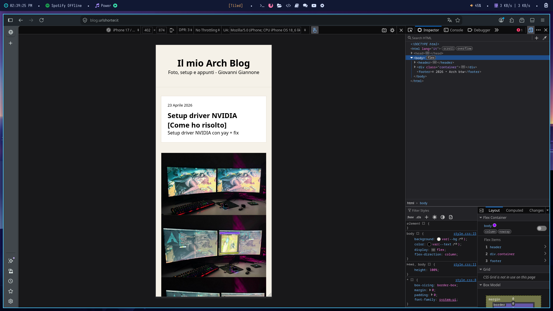Pagina aggiornata a PHP